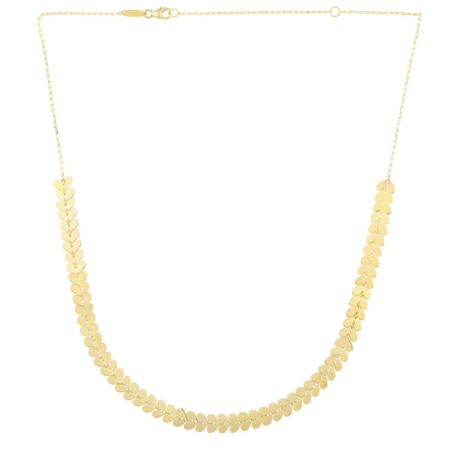 14k Yellow Gold Polished Heart Link Chain Necklace - Coolpeacock