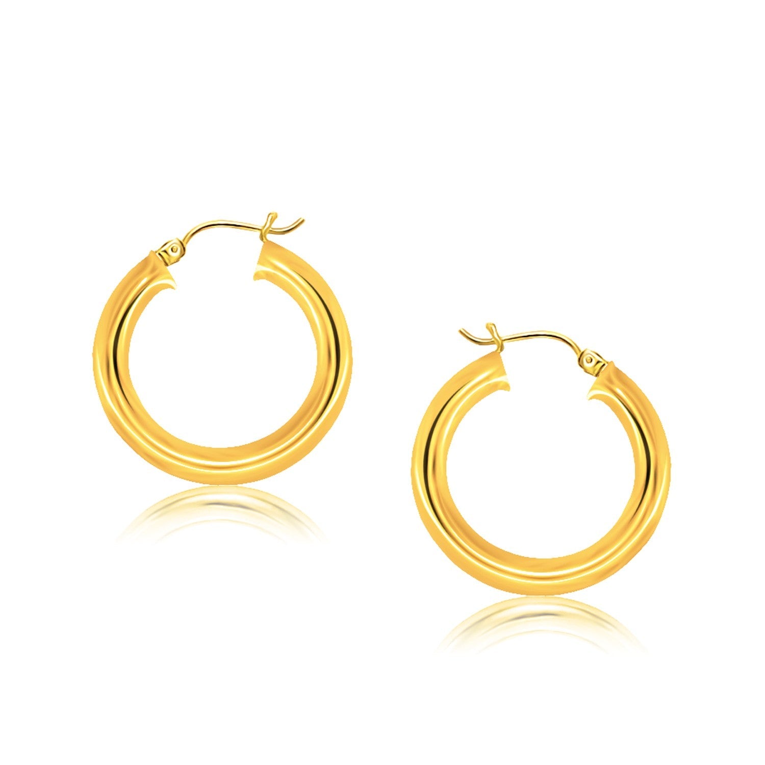 14k Yellow Gold Polished Hoop Earrings (5x30 mm) - Coolpeacock