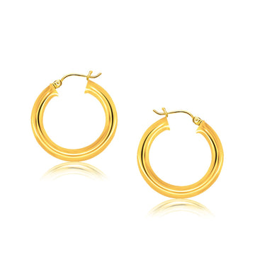 14k Yellow Gold Polished Hoop Earrings (5x30 mm) - Coolpeacock