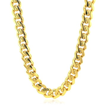 14k Yellow Gold Polished Miami Cuban Chain Necklace - Coolpeacock