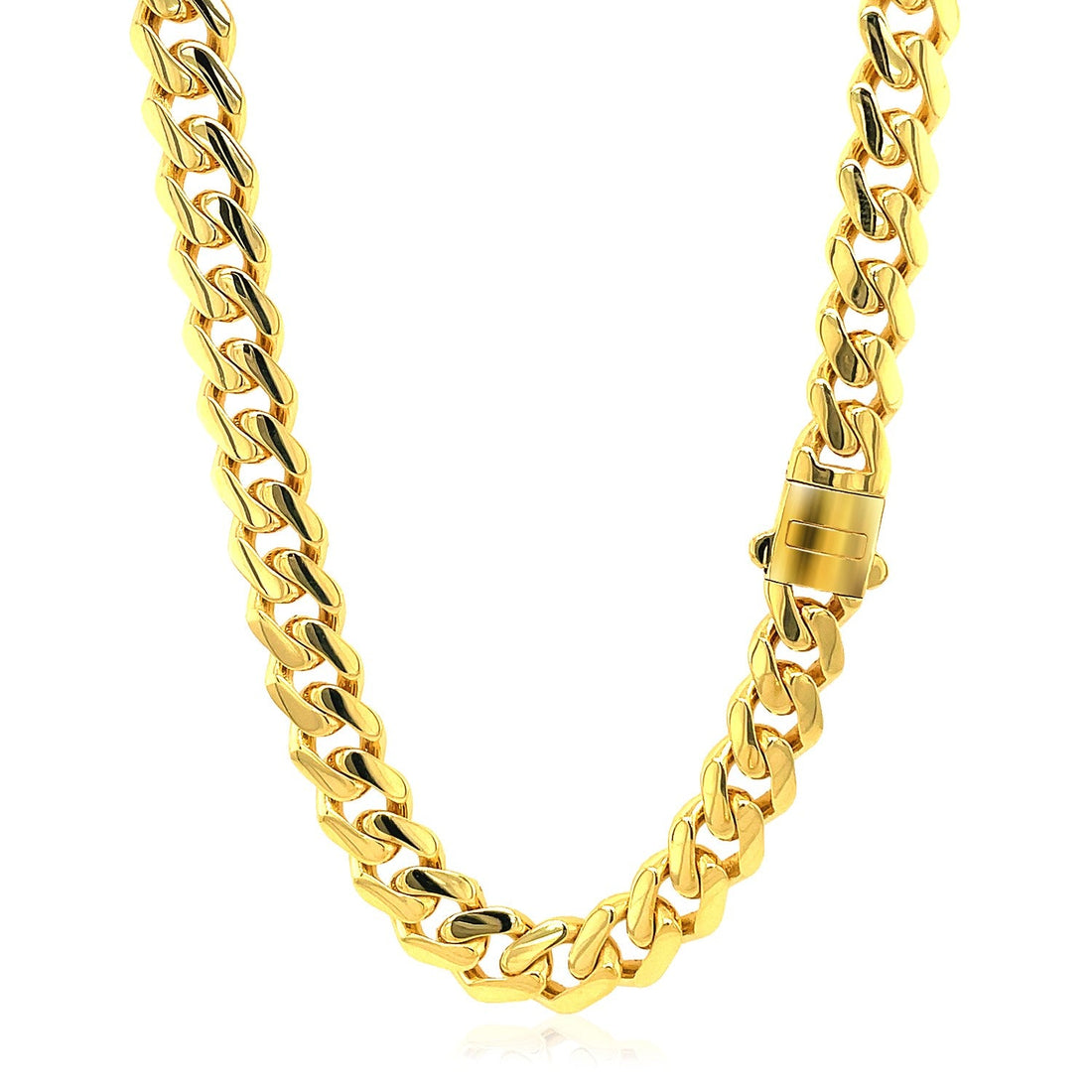 14k Yellow Gold Polished Miami Cuban Chain Necklace - Coolpeacock