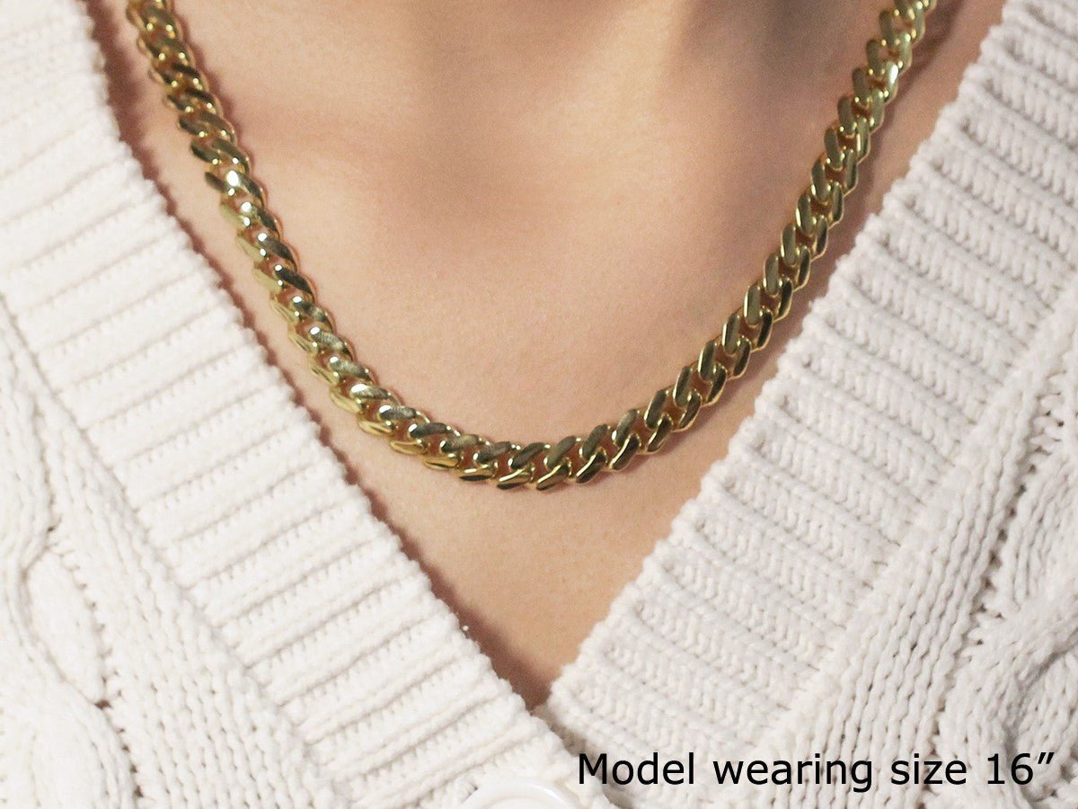 14k Yellow Gold Polished Miami Cuban Chain Necklace - Coolpeacock
