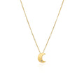 14k Yellow Gold Polished Moon Necklace with Diamond - Coolpeacock