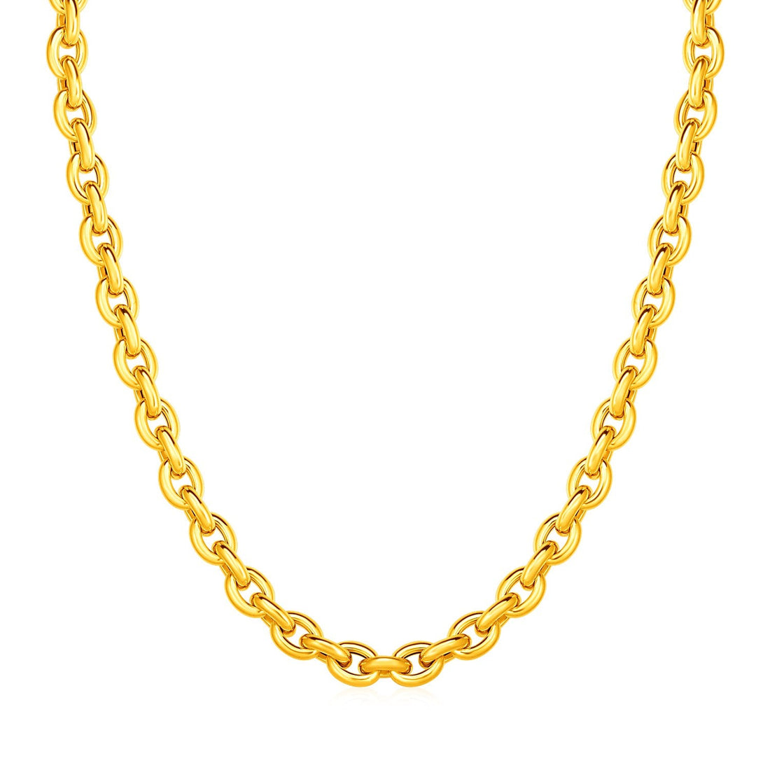 14k Yellow Gold Polished Oval Link Necklace - Coolpeacock