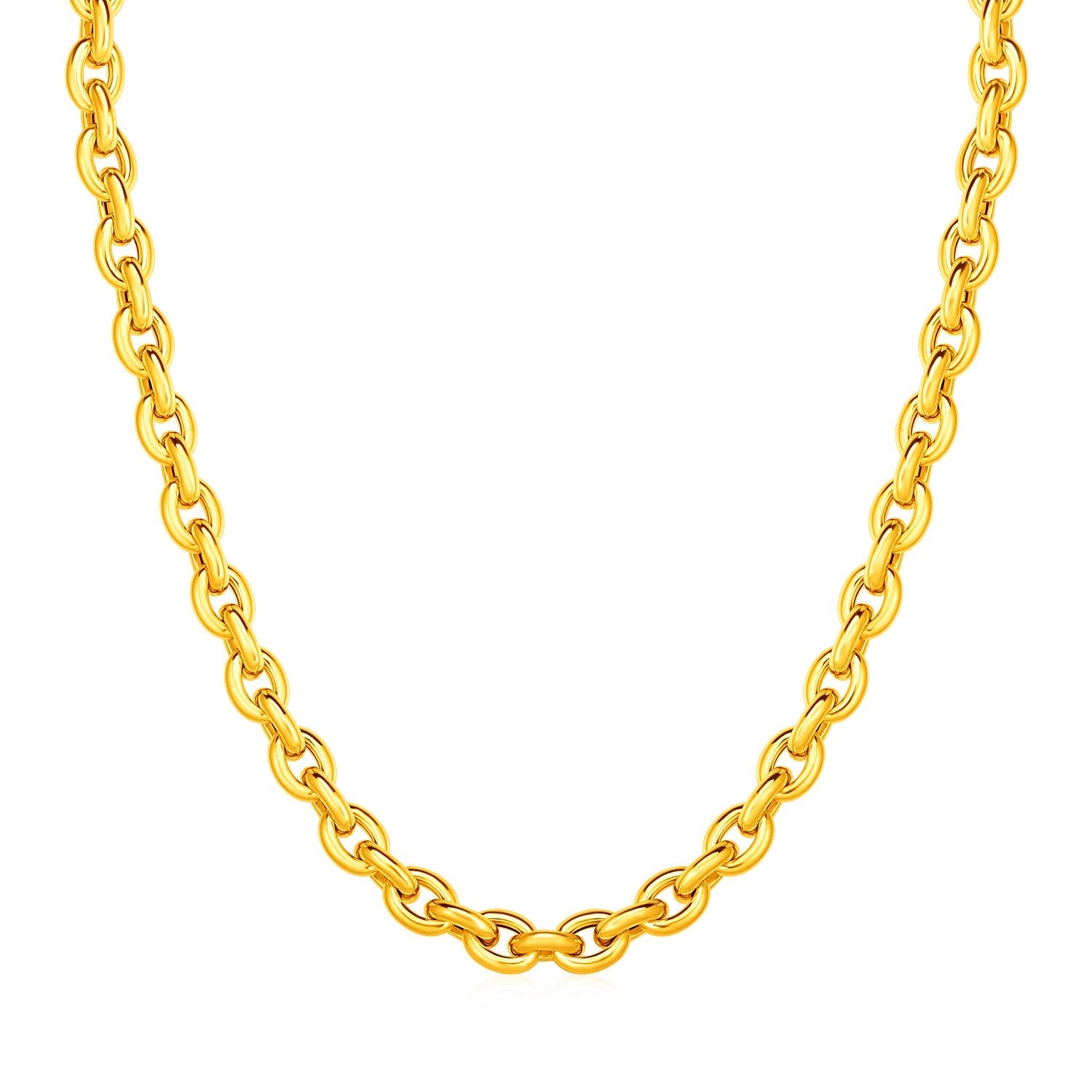 14k Yellow Gold Polished Oval Link Necklace - Coolpeacock