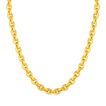 14k Yellow Gold Polished Oval Link Necklace - Coolpeacock