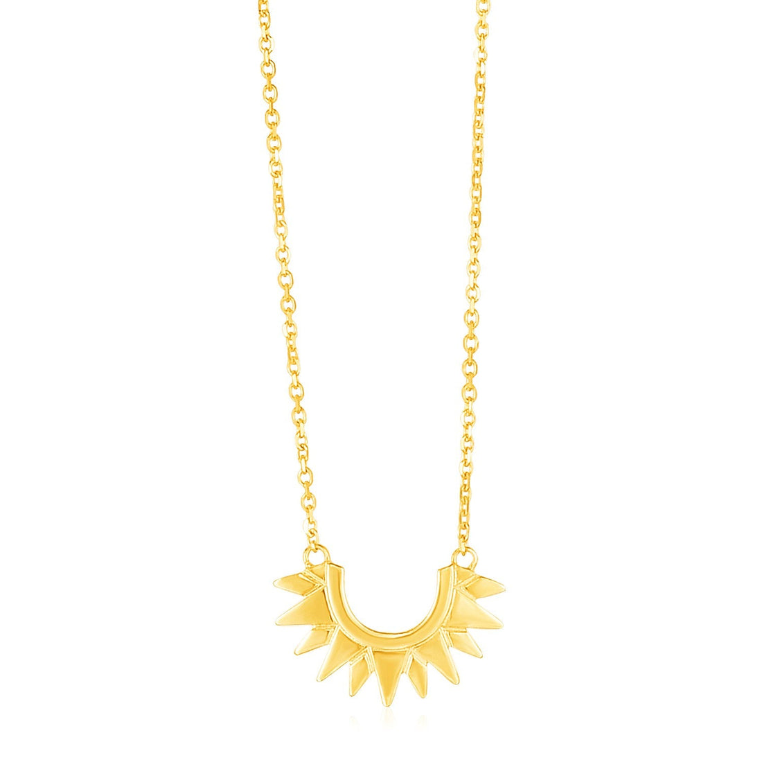 14k Yellow Gold Polished Sunburst Necklace - Coolpeacock