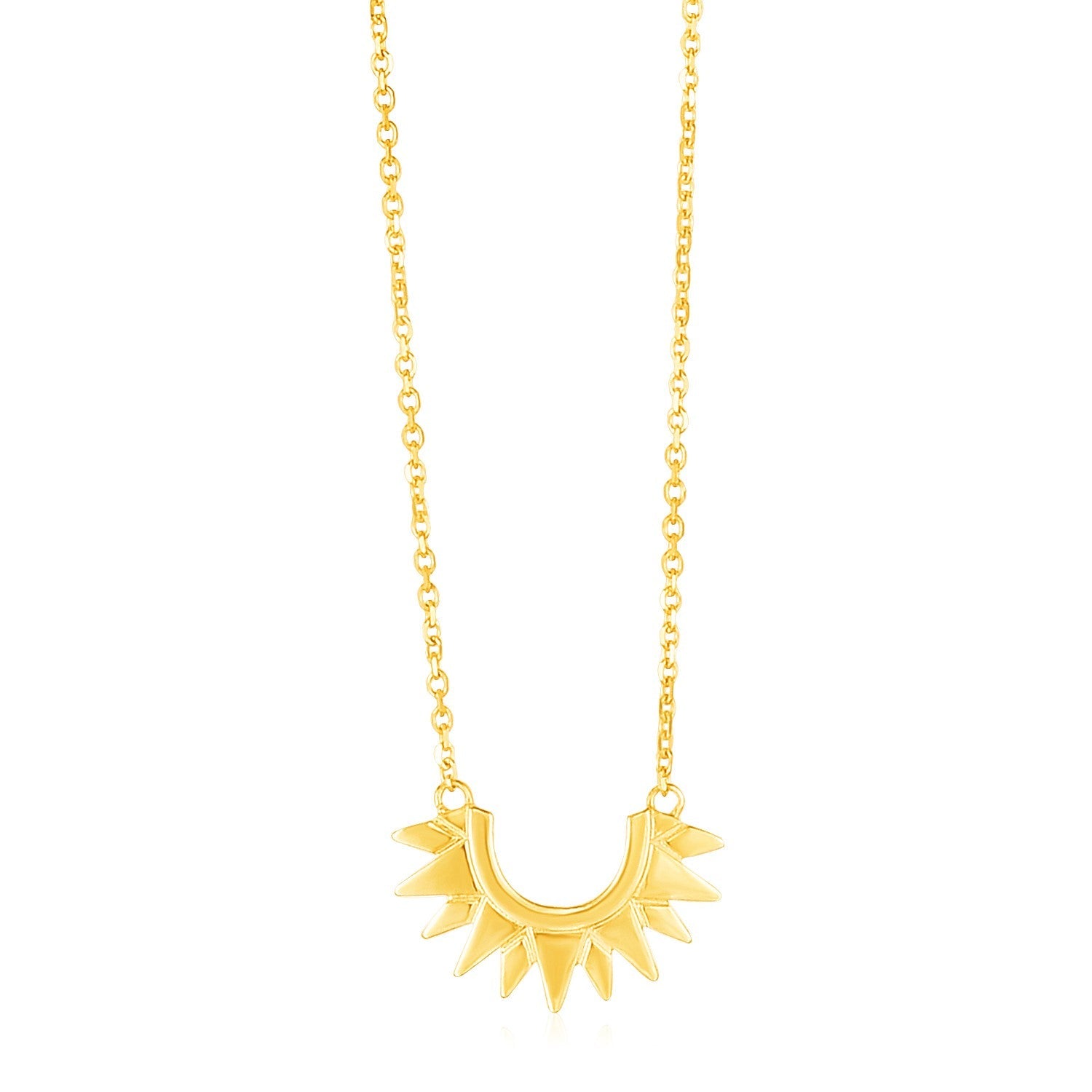 14k Yellow Gold Polished Sunburst Necklace - Coolpeacock