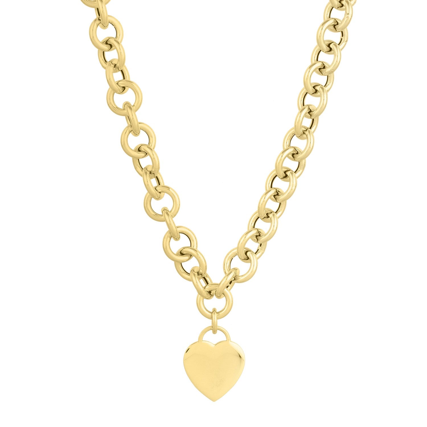 14k Yellow Gold Rolo Link Necklace (11.40 mm) - Coolpeacock