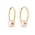 14k Yellow Gold Round Endless Pearl Earring(1x14mm) - Coolpeacock
