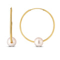 14k Yellow Gold Round Endless Pearl Earring(1x25mm) - Coolpeacock