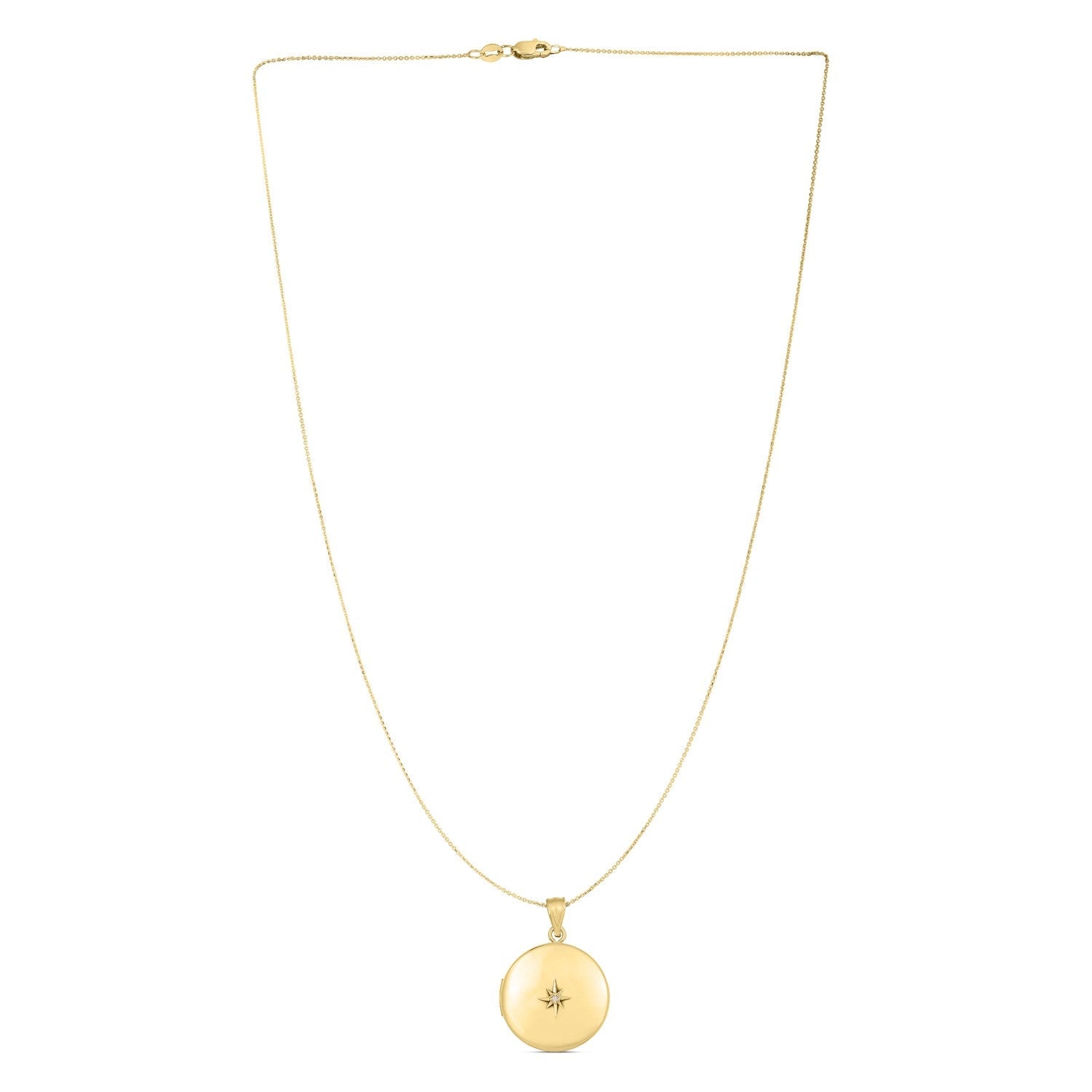 14k Yellow Gold Round North Star Locket Necklace - Coolpeacock
