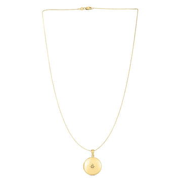 14k Yellow Gold Round North Star Locket Necklace - Coolpeacock