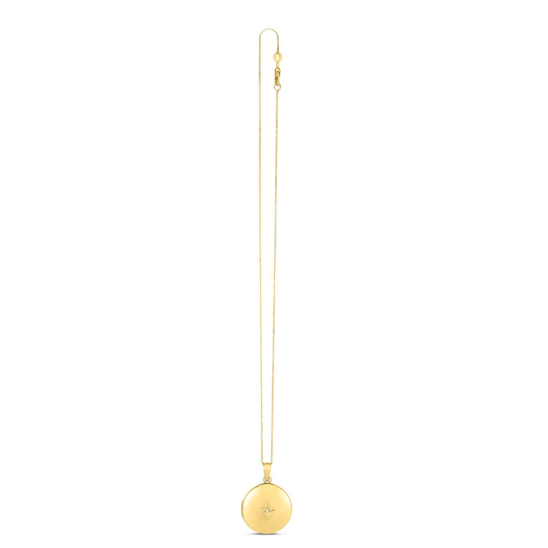 14k Yellow Gold Round North Star Locket Necklace - Coolpeacock