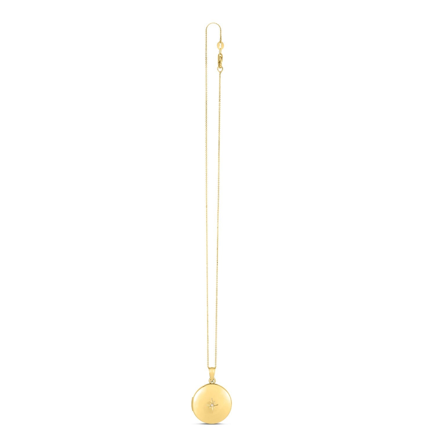 14k Yellow Gold Round North Star Locket Necklace - Coolpeacock