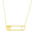 14k Yellow Gold Safety Pin Necklace - Coolpeacock