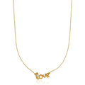 14k Yellow Gold Script LOVE Necklace - Coolpeacock