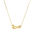 14k Yellow Gold Script LOVE Necklace - Coolpeacock