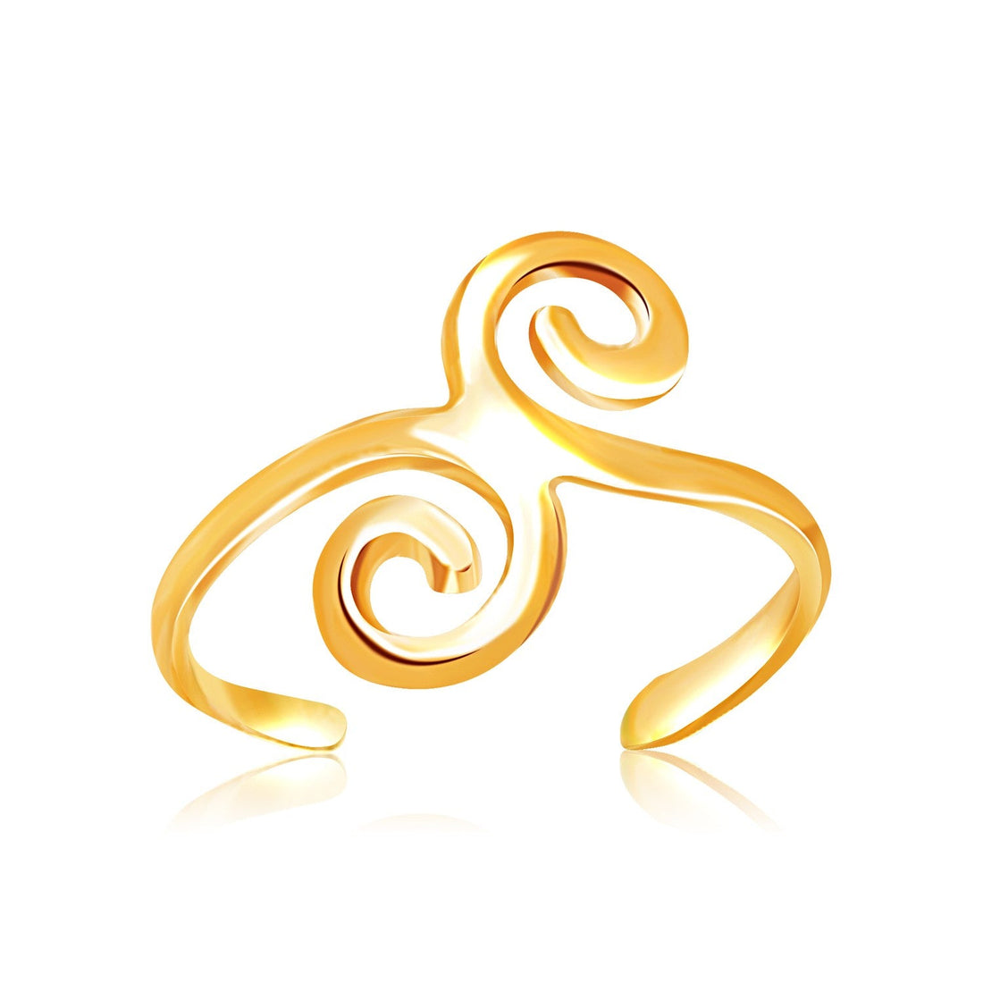 14k Yellow Gold Scrollwork Motif Toe Ring - Coolpeacock