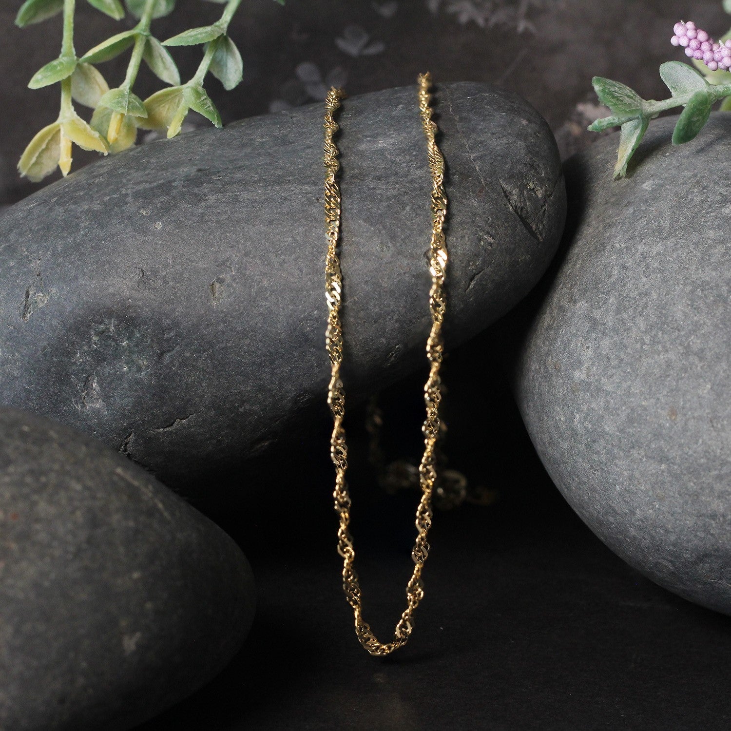 14k Yellow Gold Singapore Chain (2.10 mm) - Coolpeacock