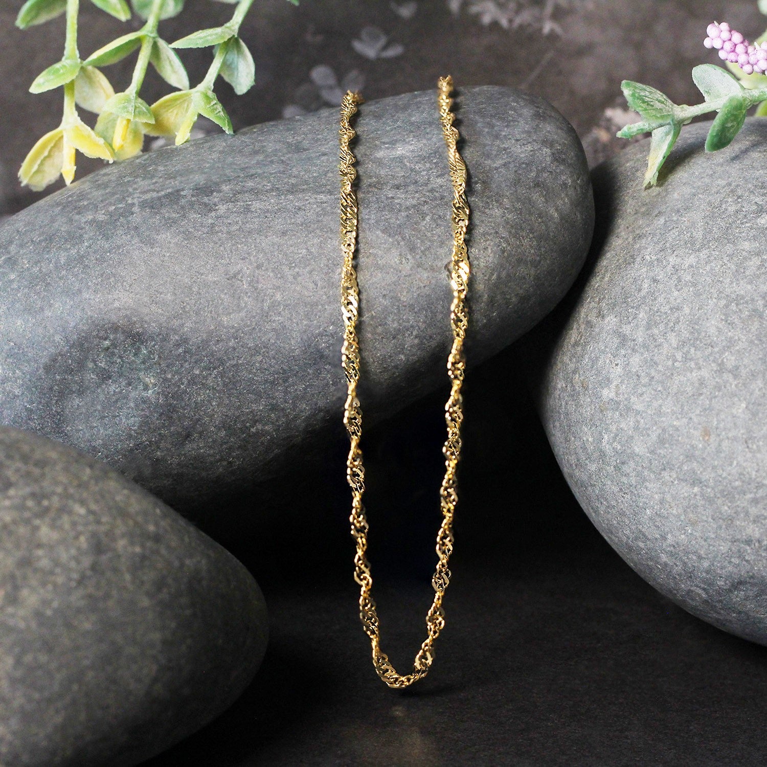 14k Yellow Gold Singapore Chain (2.10 mm) - Coolpeacock