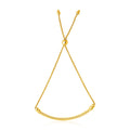 14k Yellow Gold Smooth Curved Bar and Lariat Style Bracelet (1.00 mm) - Coolpeacock