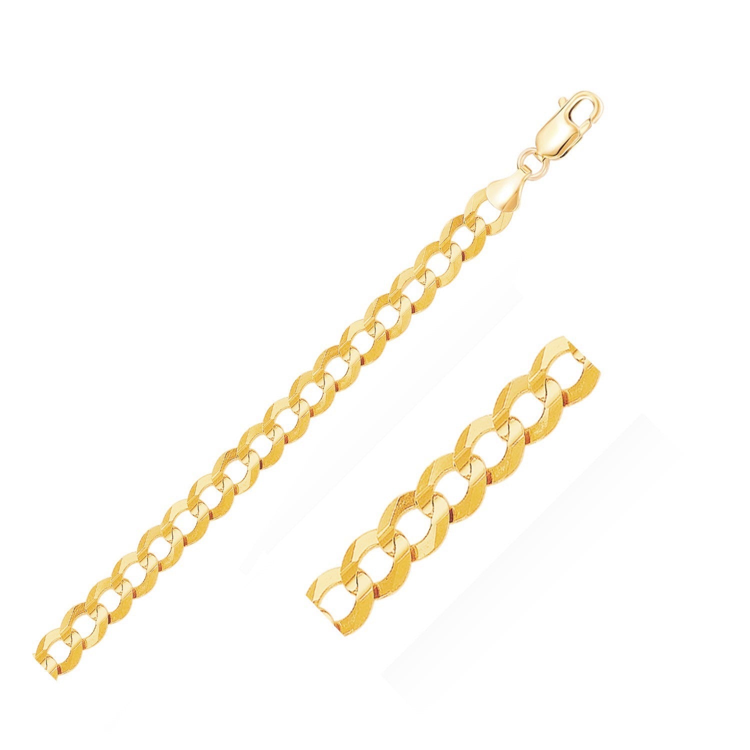 14k Yellow Gold Solid Curb Bracelet (8.20 mm) - Coolpeacock