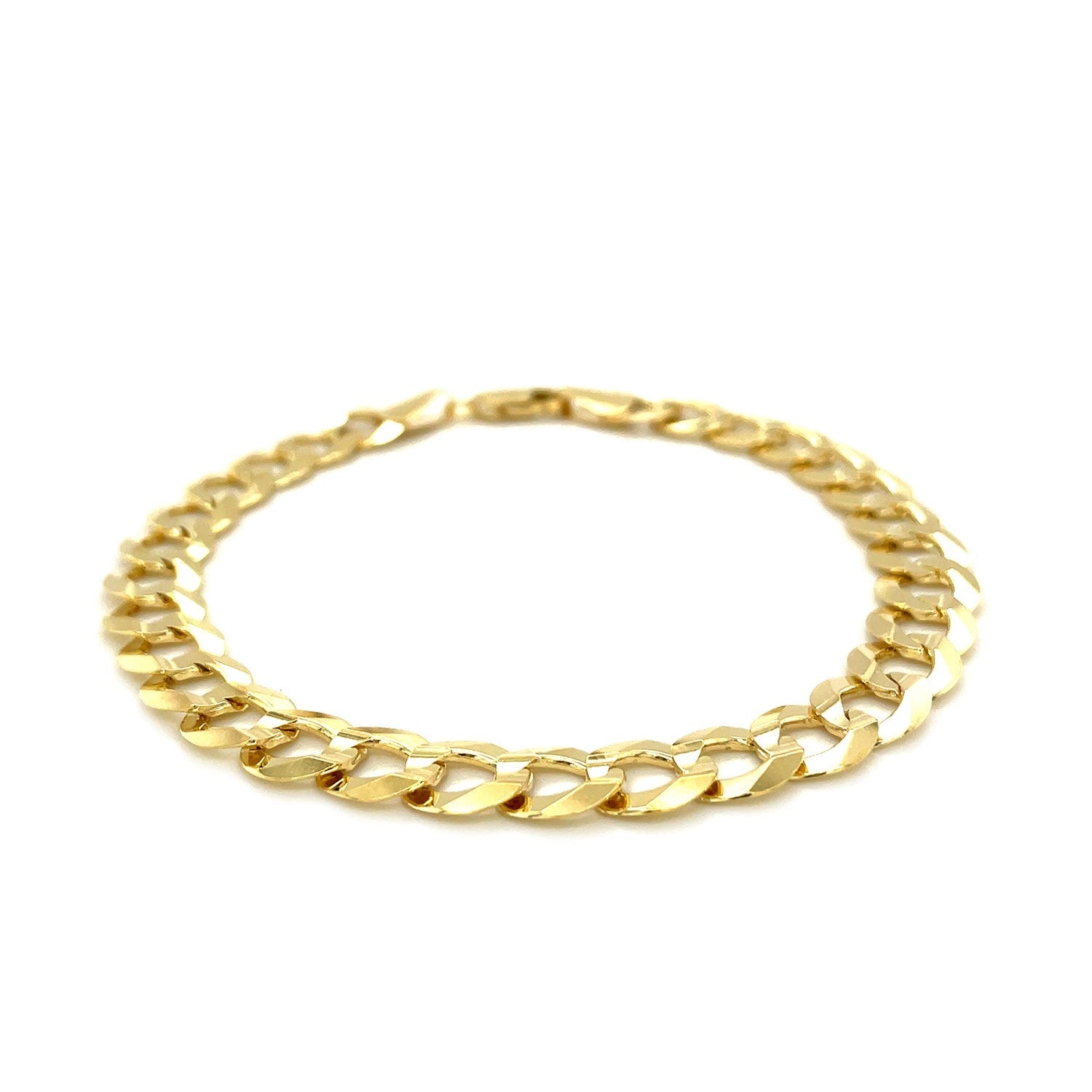 14k Yellow Gold Solid Curb Bracelet (8.20 mm) - Coolpeacock