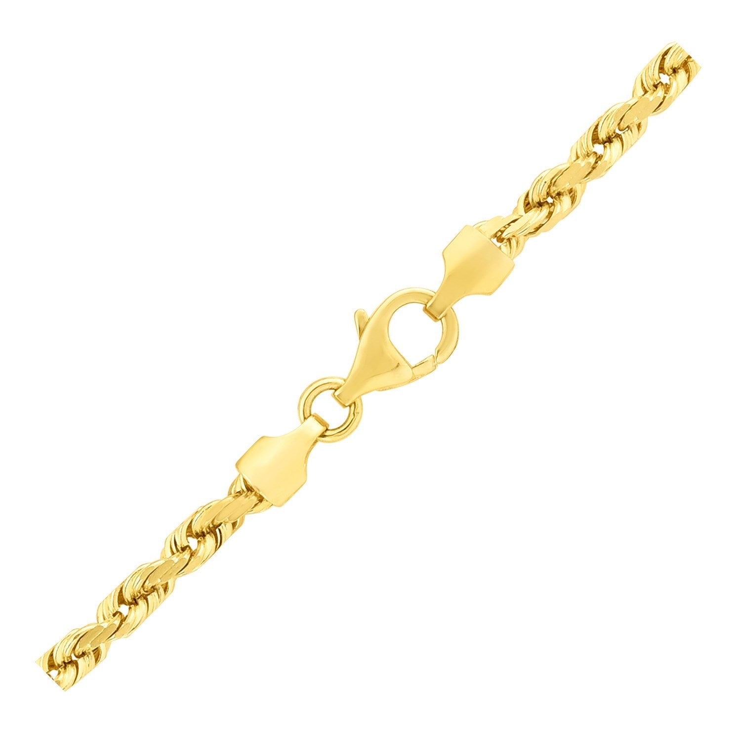14k Yellow Gold Solid Diamond Cut Rope Bracelet (4.00 mm) - Coolpeacock