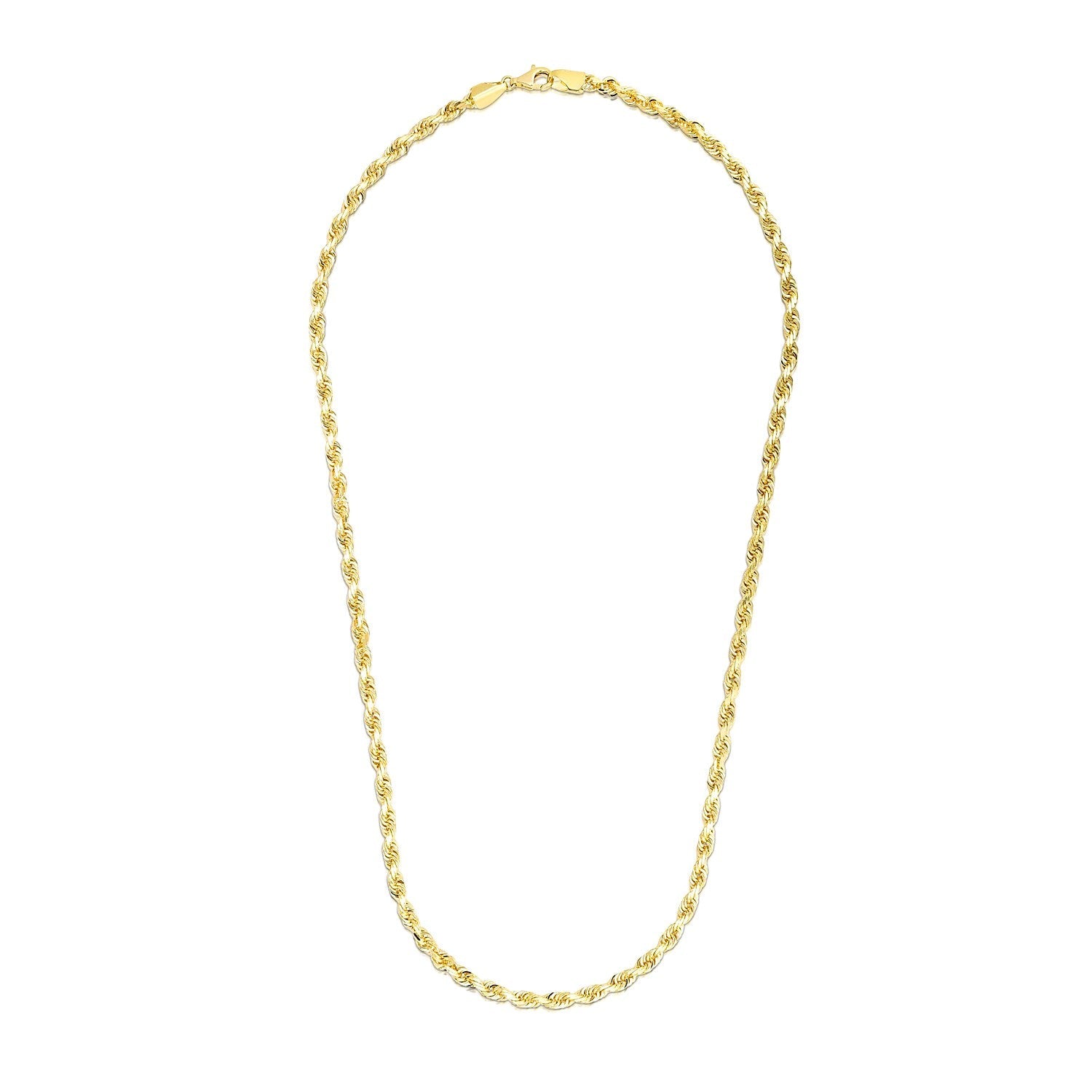 14k Yellow Gold Solid Diamond Cut Rope Chain (3.50 mm) - Coolpeacock