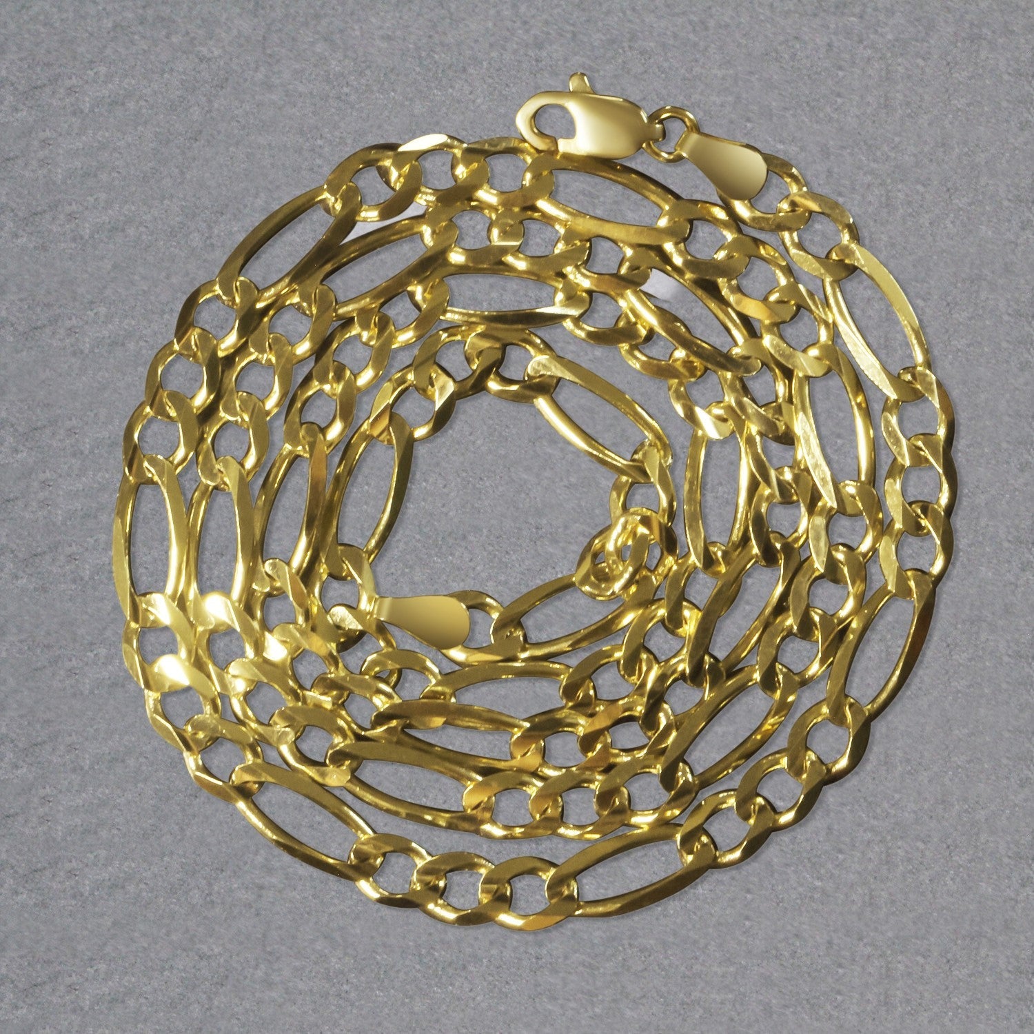 14k Yellow Gold Solid Figaro Chain (4.50 mm) - Coolpeacock