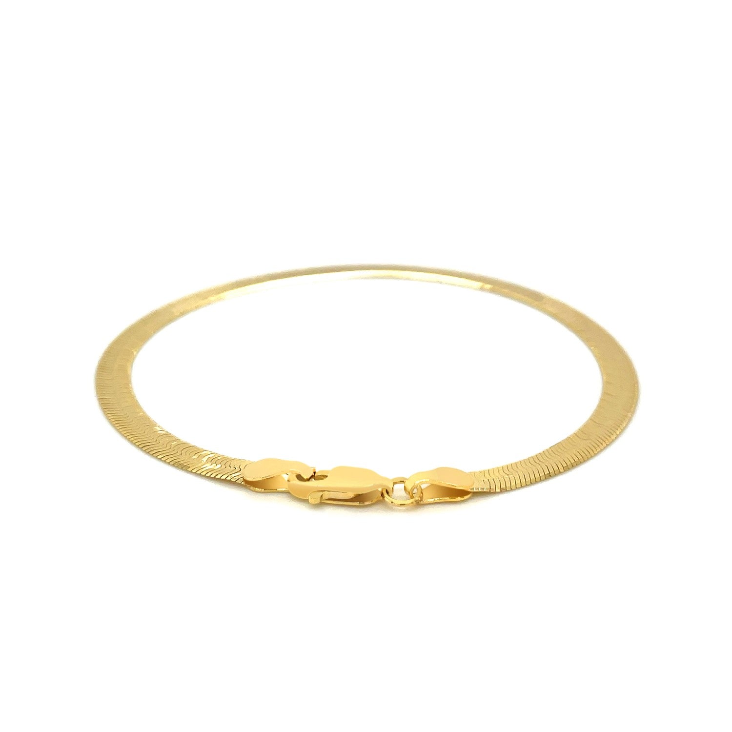 14k Yellow Gold Super Flex Herringbone Bracelet (3.80 mm) - Coolpeacock