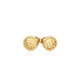 14k Yellow Gold Textured Circle Post Earrings - Coolpeacock
