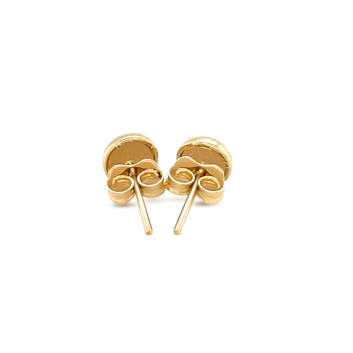 14k Yellow Gold Textured Circle Post Earrings - Coolpeacock