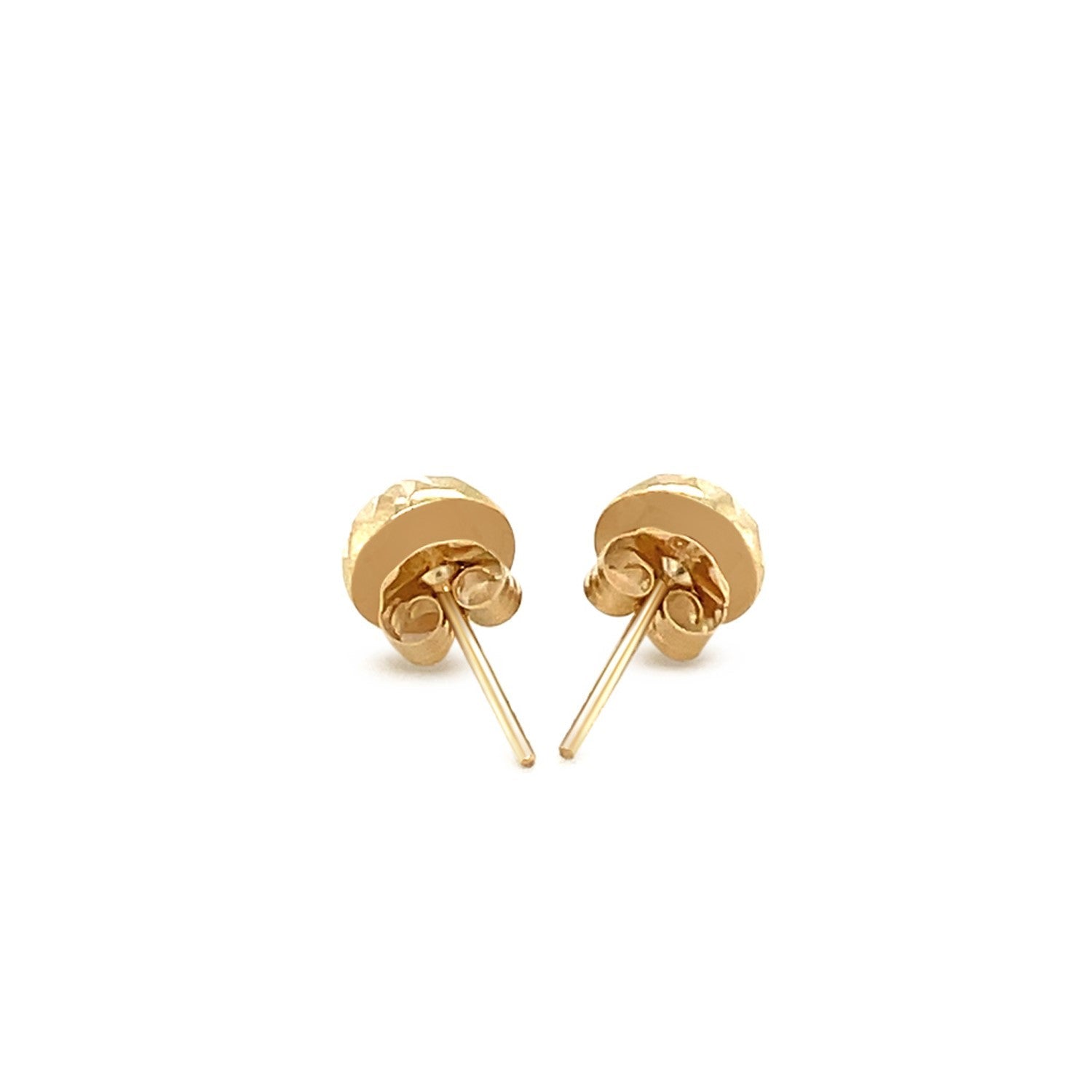 14k Yellow Gold Textured Flat Style Stud Earrings(6mm) - Coolpeacock