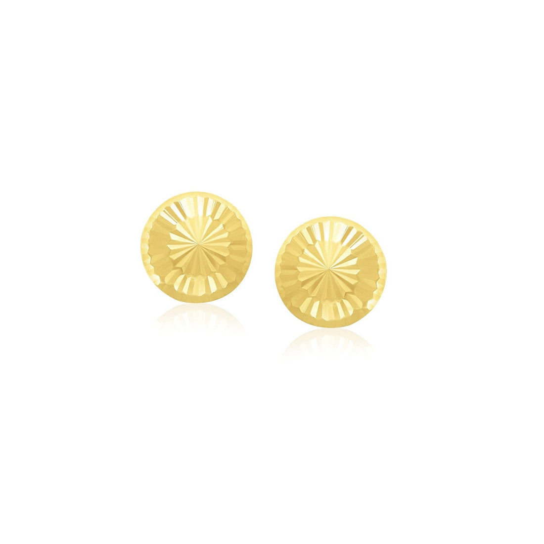 14k Yellow Gold Textured Flat Style Stud Earrings(6mm) - Coolpeacock