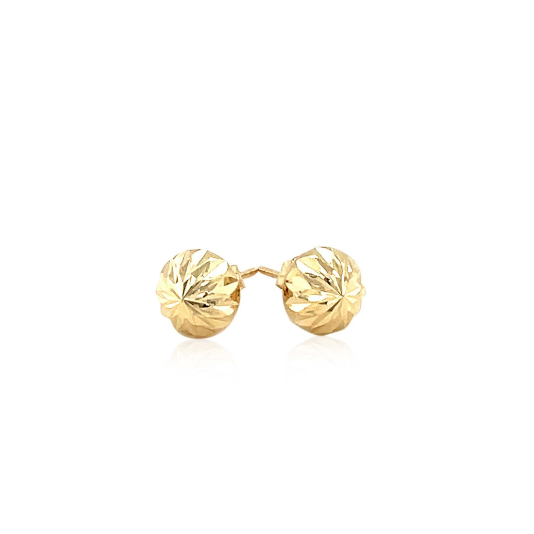 14k Yellow Gold Textured Flat Style Stud Earrings(6mm) - Coolpeacock