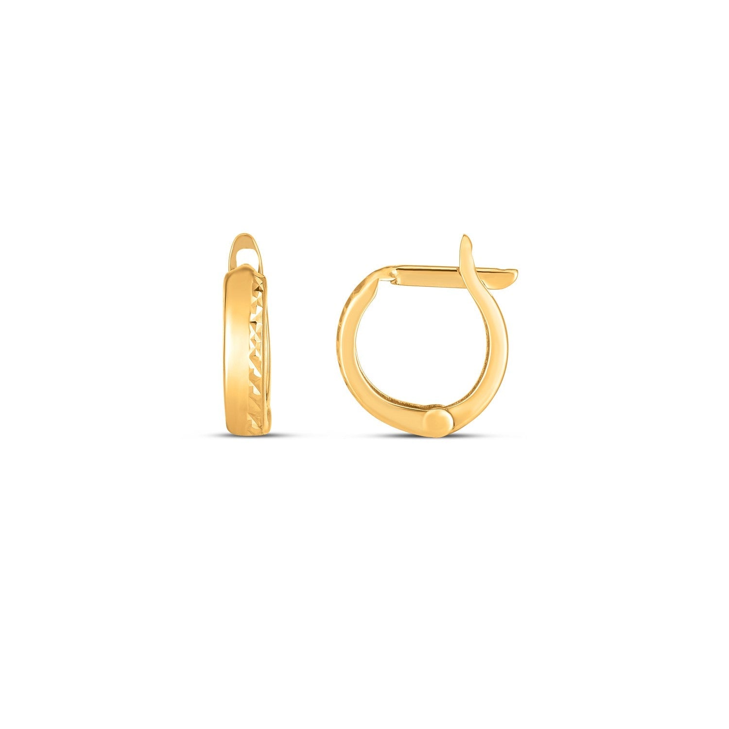14k Yellow Gold Textured Huggie Hoops(3x10mm) - Coolpeacock
