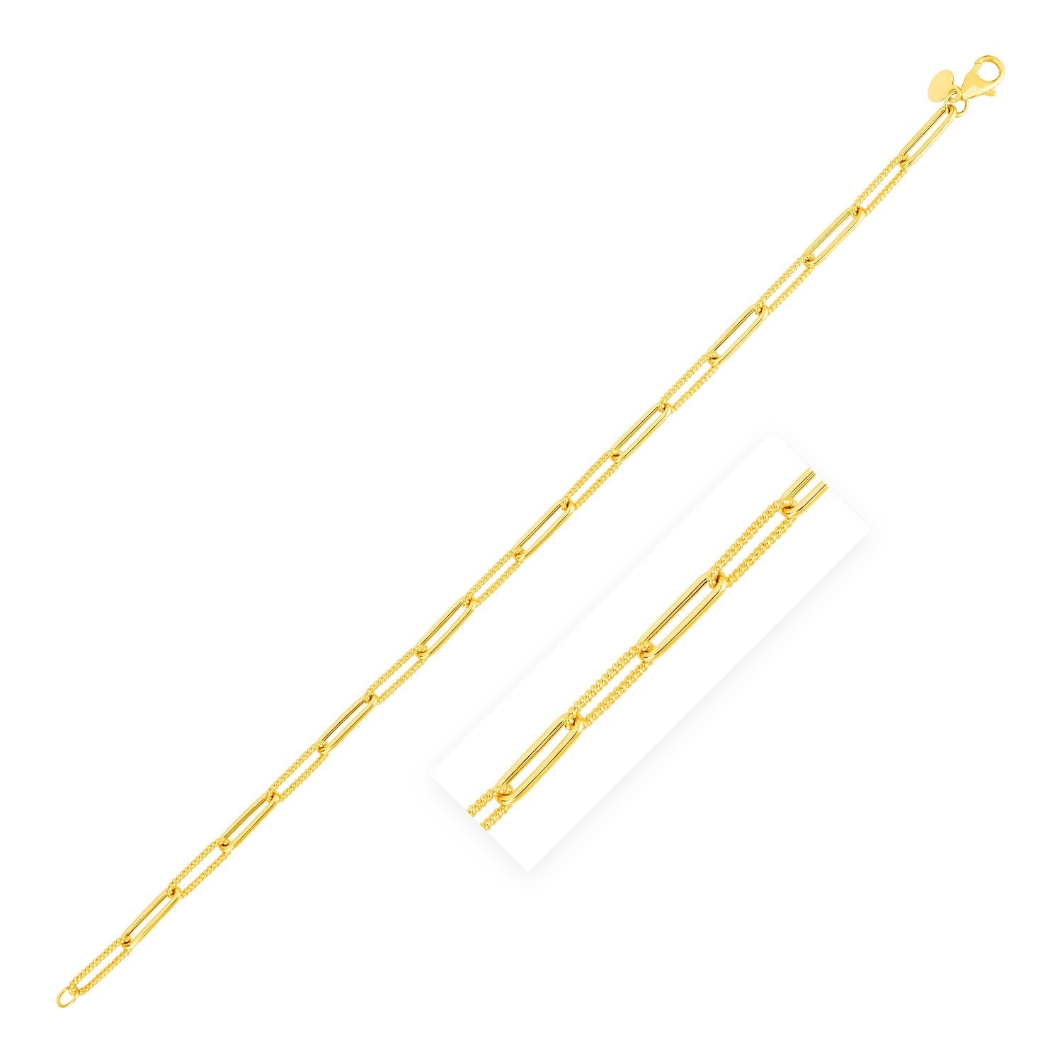 14k Yellow Gold Textured Paperclip Chain (3.50 mm) - Coolpeacock
