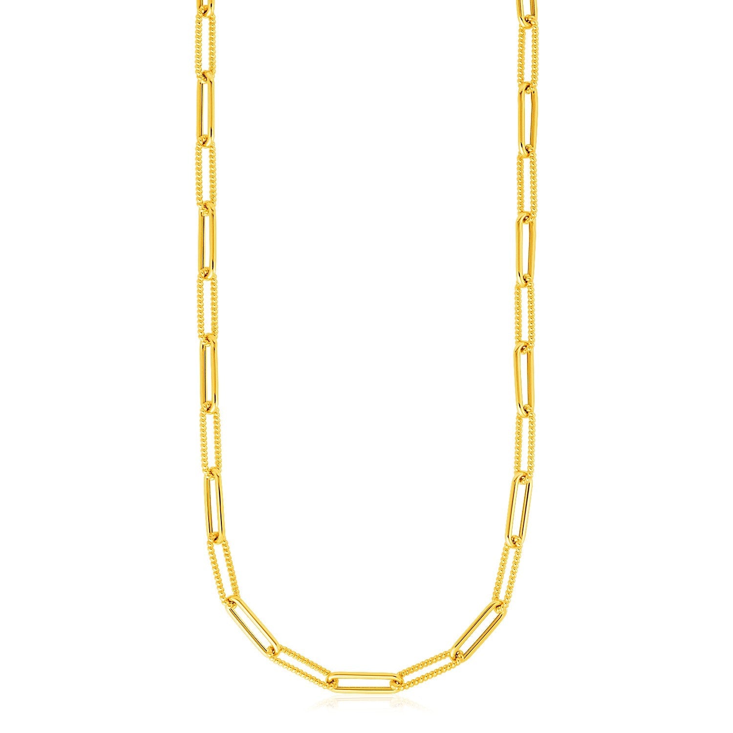 14k Yellow Gold Textured Paperclip Chain (3.50 mm) - Coolpeacock