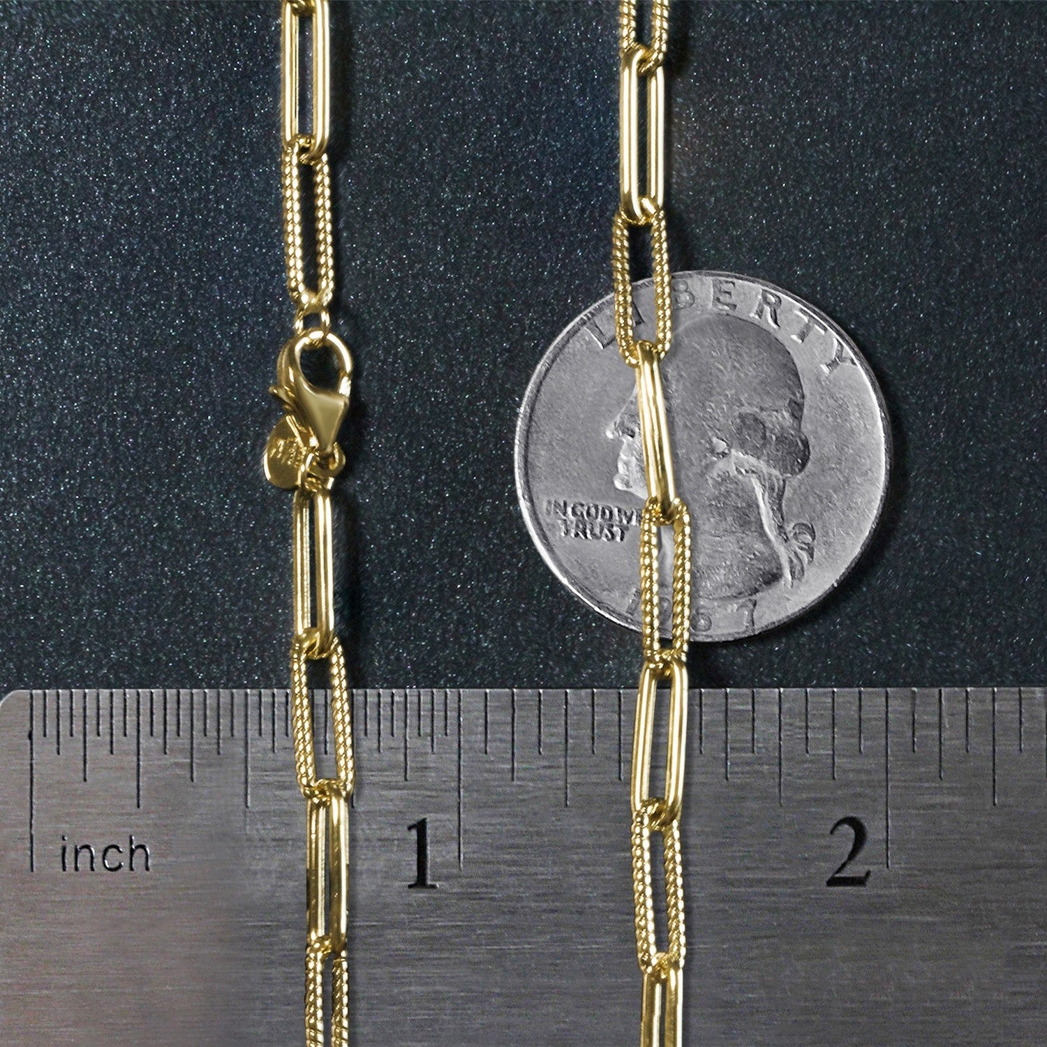14k Yellow Gold Textured Paperclip Chain (3.50 mm) - Coolpeacock
