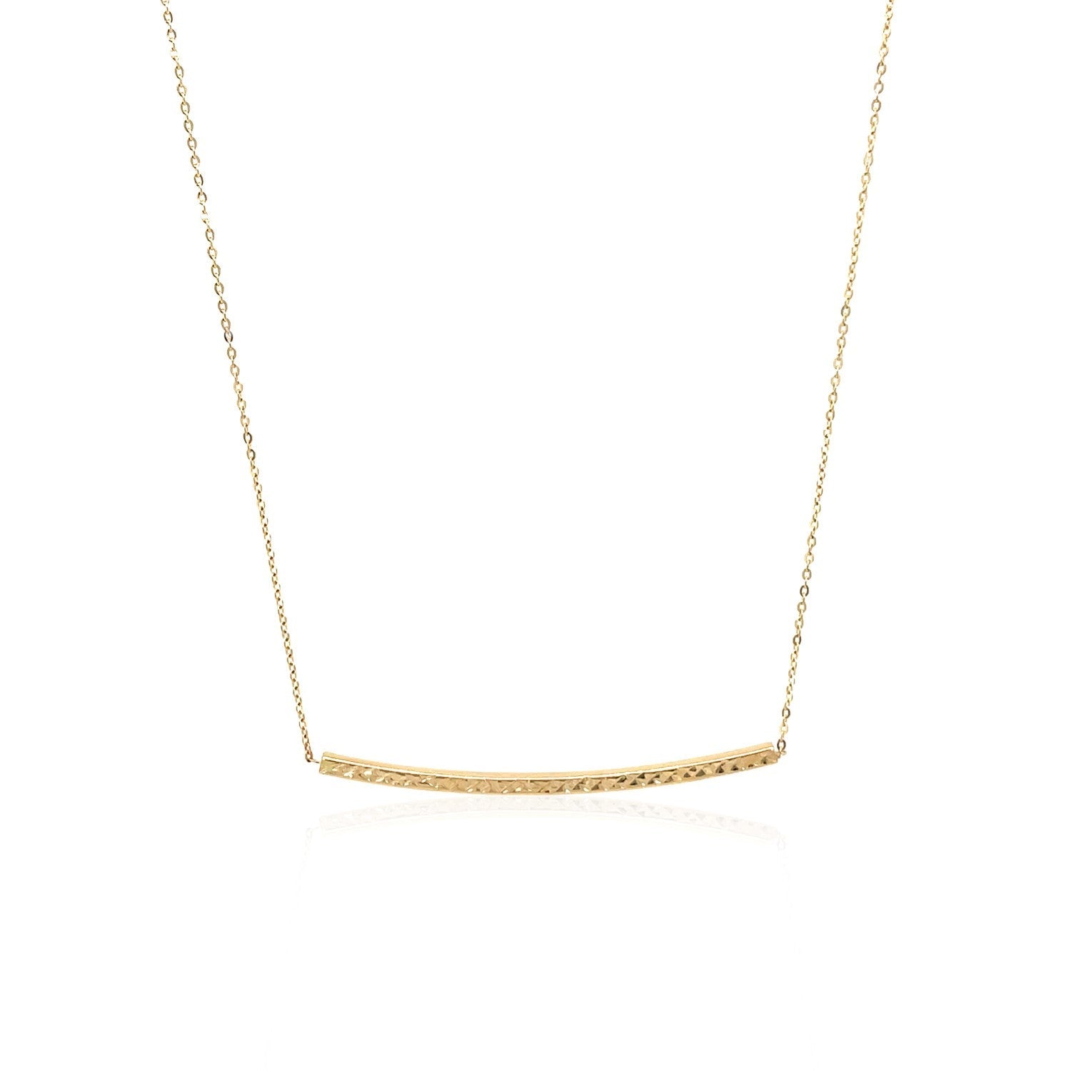 14k Yellow Gold Thin Textured Bar Necklace - Coolpeacock