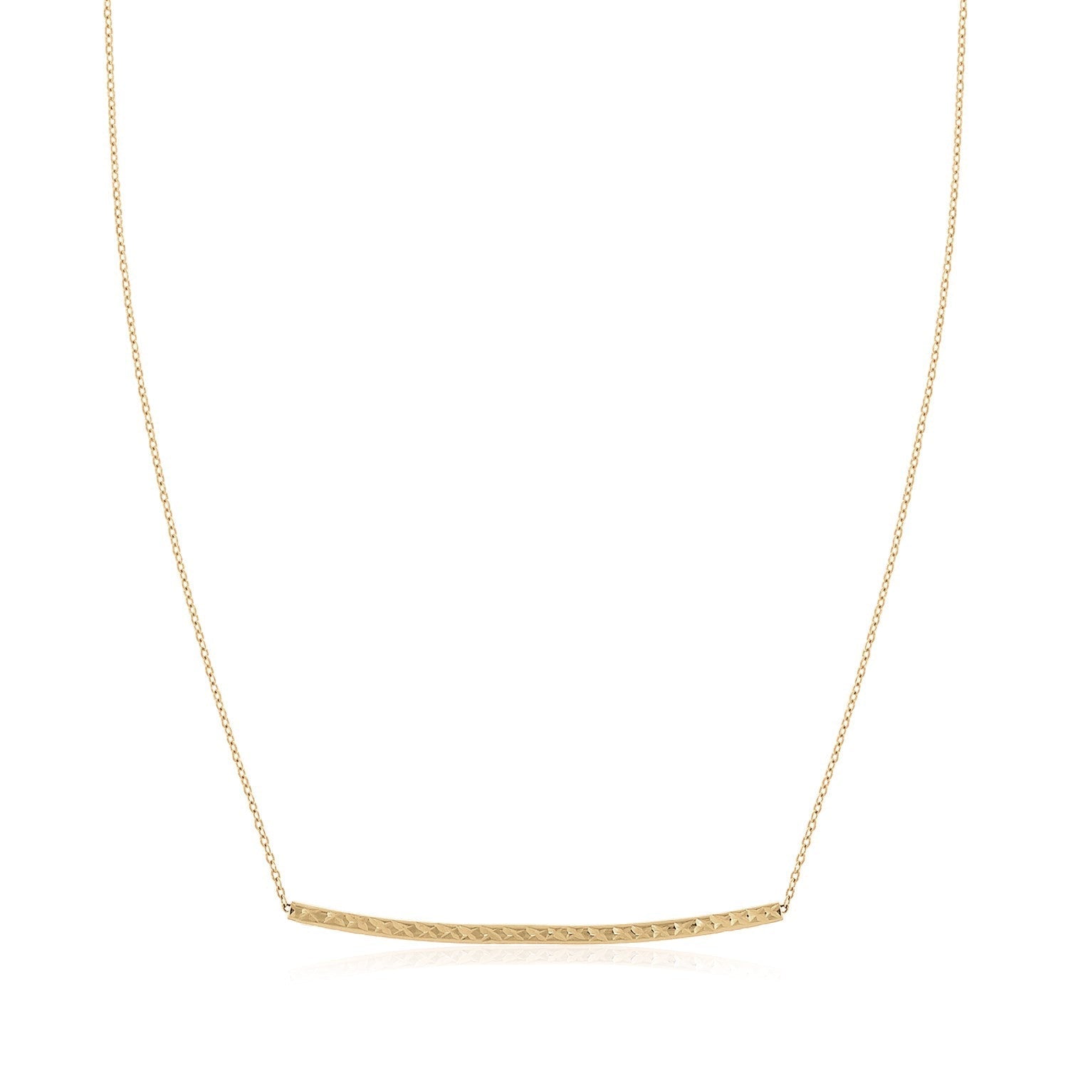 14k Yellow Gold Thin Textured Bar Necklace - Coolpeacock