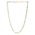 14k Yellow Gold Turquoise Geometric Mirror Gem Chain Necklace (5.00 mm) - Coolpeacock
