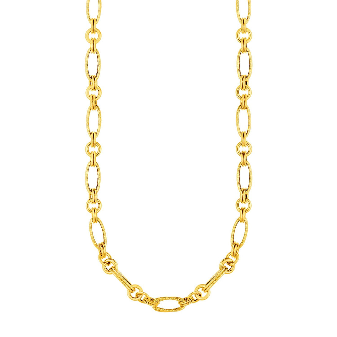 14k Yellow Gold Twisted and Polished Link Necklace - Coolpeacock
