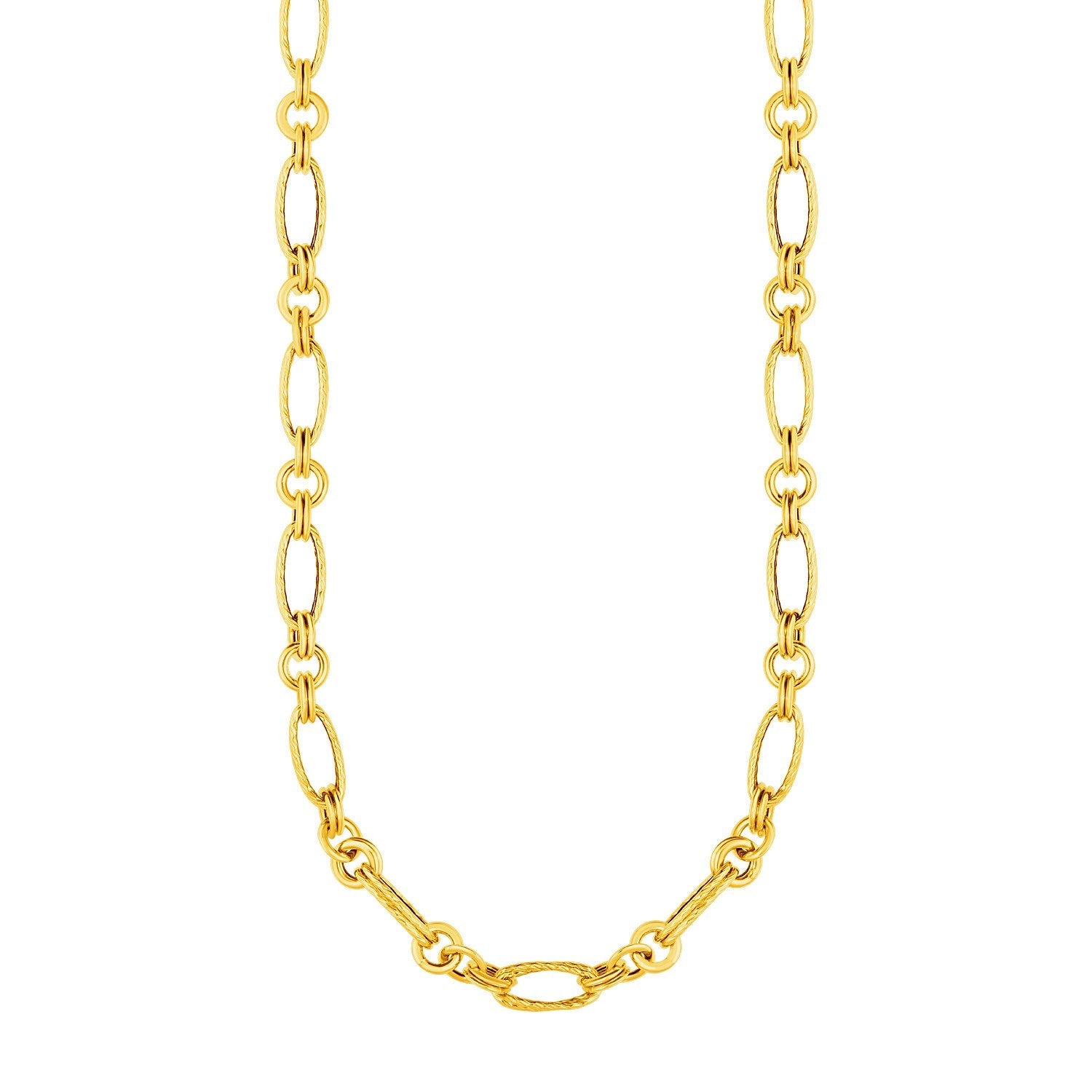 14k Yellow Gold Twisted and Polished Link Necklace - Coolpeacock