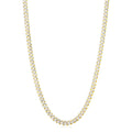 14k Yellow Gold White Pave High Polish Modern Lite Miami Cuban Chain (6.50 mm) - Coolpeacock