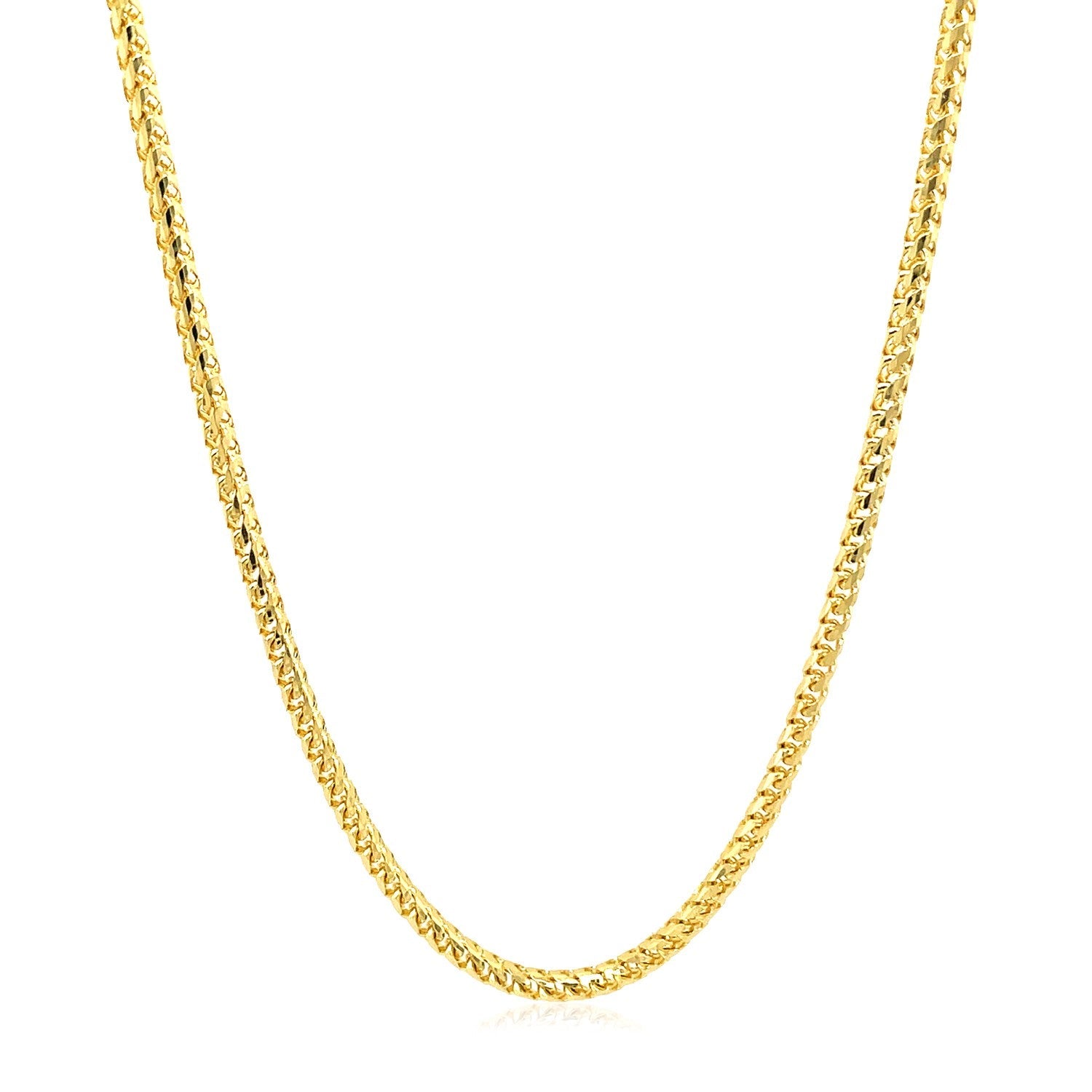 14k Yellow Solid Gold Diamond Cut Round Franco Chain (2.20 mm) - Coolpeacock