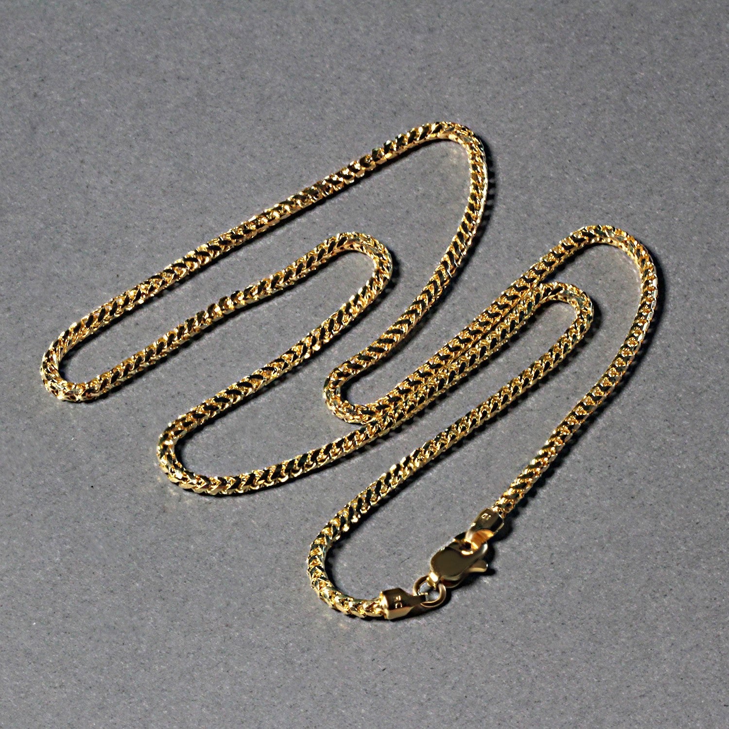14k Yellow Solid Gold Diamond Cut Round Franco Chain (2.20 mm) - Coolpeacock