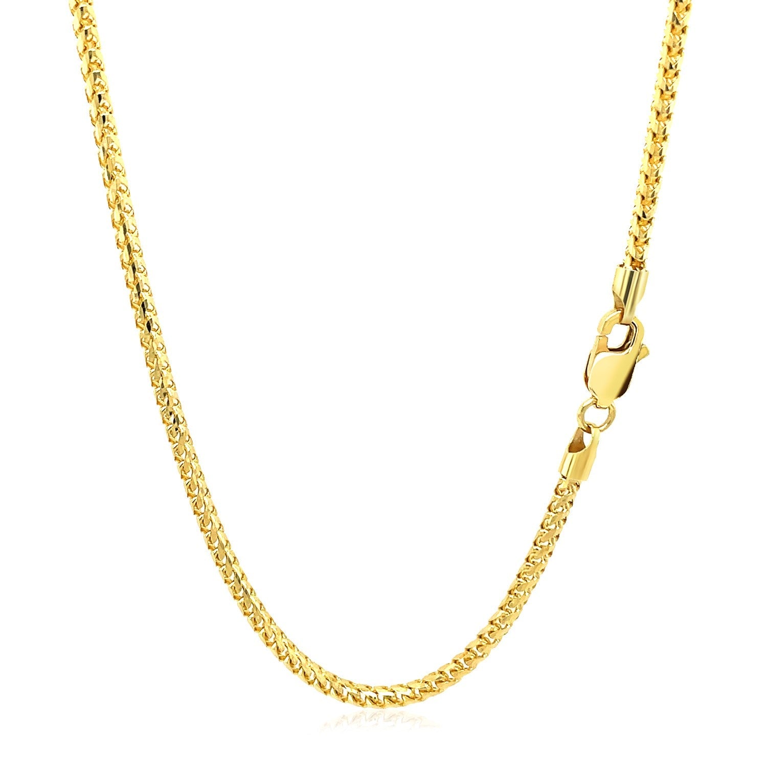 14k Yellow Solid Gold Diamond Cut Round Franco Chain (2.20 mm) - Coolpeacock